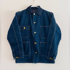 Vintage Carhartt Blue Denim Chore Jacket Wool Blanket Lined Large
